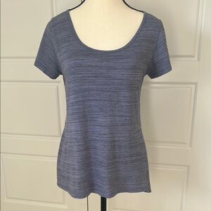 LuLaRoe Women’s Black and Purple Fitted Scoop Neck Short Sleeve Tee